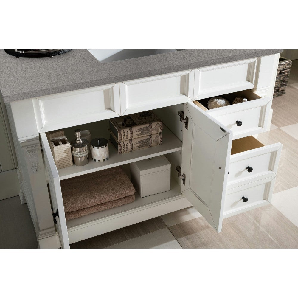 Brookfield 48" Single Vanity, Bright White w/ 3 CM Gray Expo Quartz Top