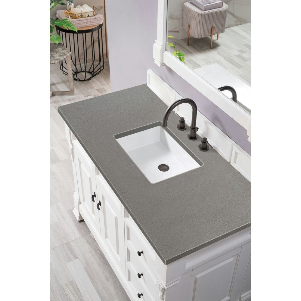 Brookfield 48" Single Vanity, Bright White w/ 3 CM Gray Expo Quartz Top