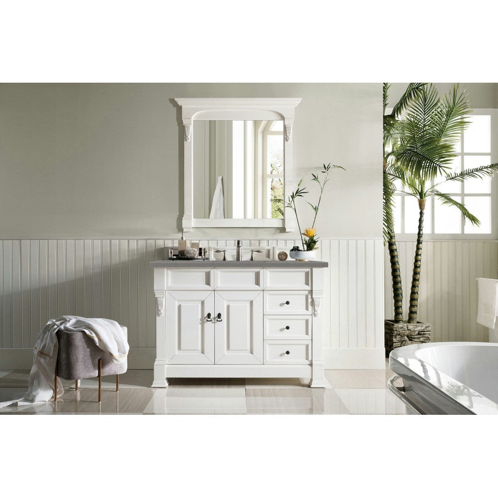 Brookfield 48" Single Vanity, Bright White w/ 3 CM Gray Expo Quartz Top