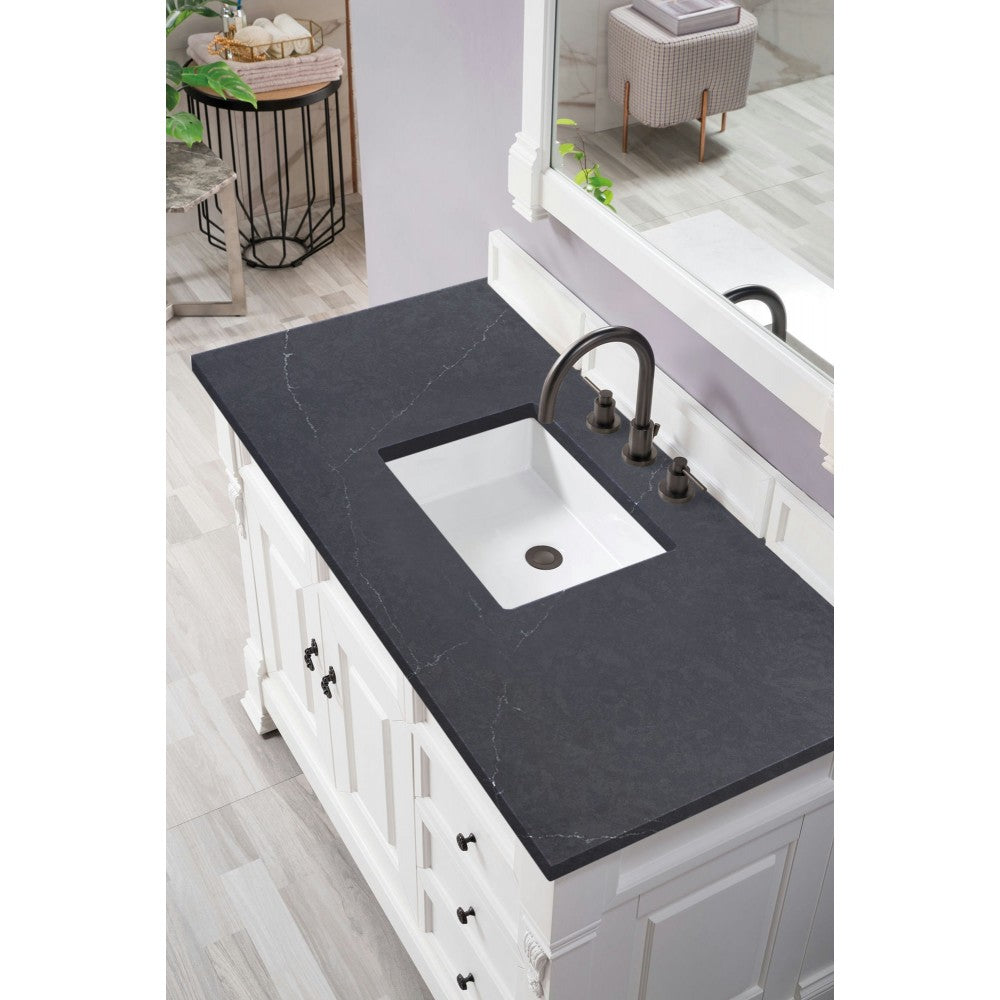Brookfield 48" Single Vanity, Bright White w/ 3 CM Charcoal Soapstone Quartz Top