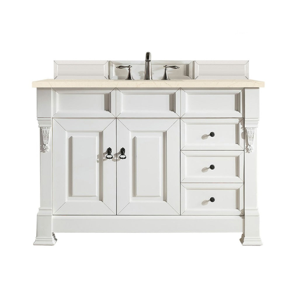 Brookfield 48" Single Vanity, Bright White w/ 3 CM Eternal Marfil Quartz Top
