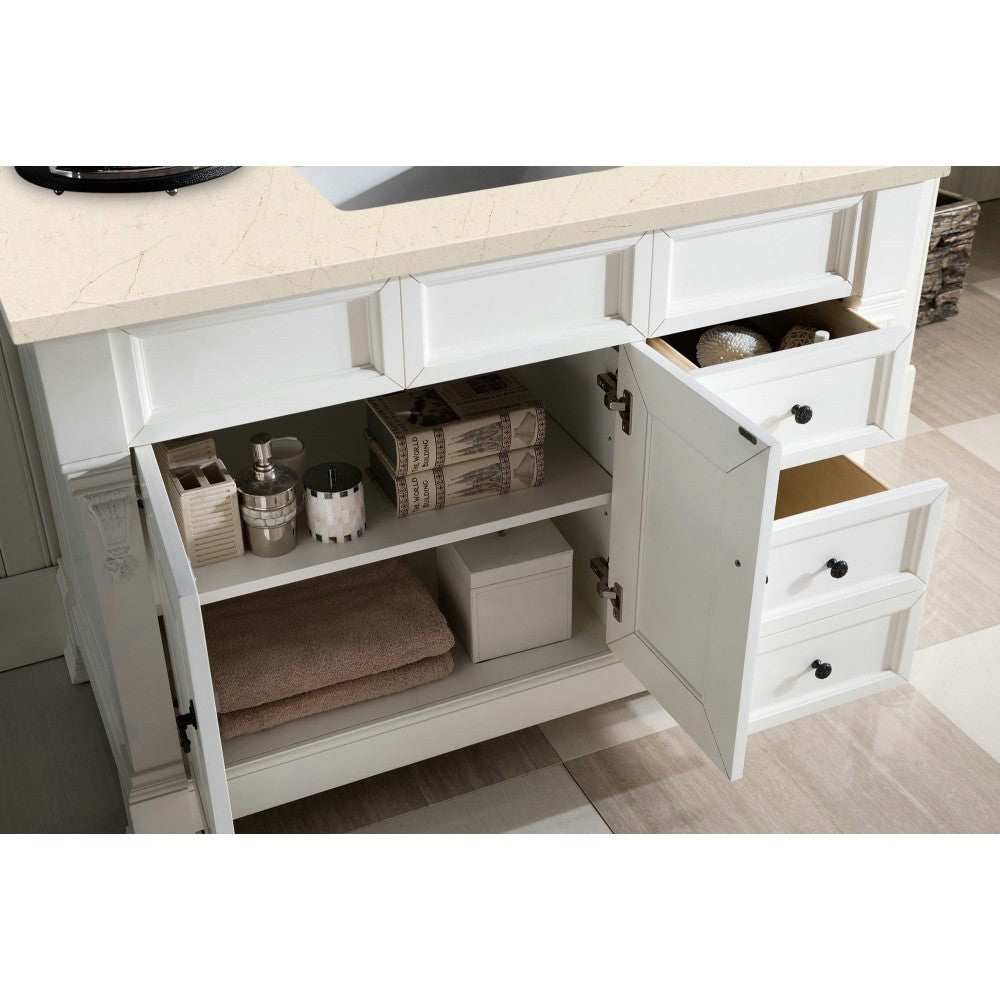 Brookfield 48" Single Vanity, Bright White w/ 3 CM Eternal Marfil Quartz Top