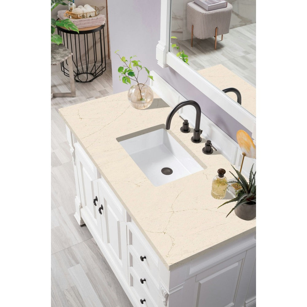 Brookfield 48" Single Vanity, Bright White w/ 3 CM Eternal Marfil Quartz Top