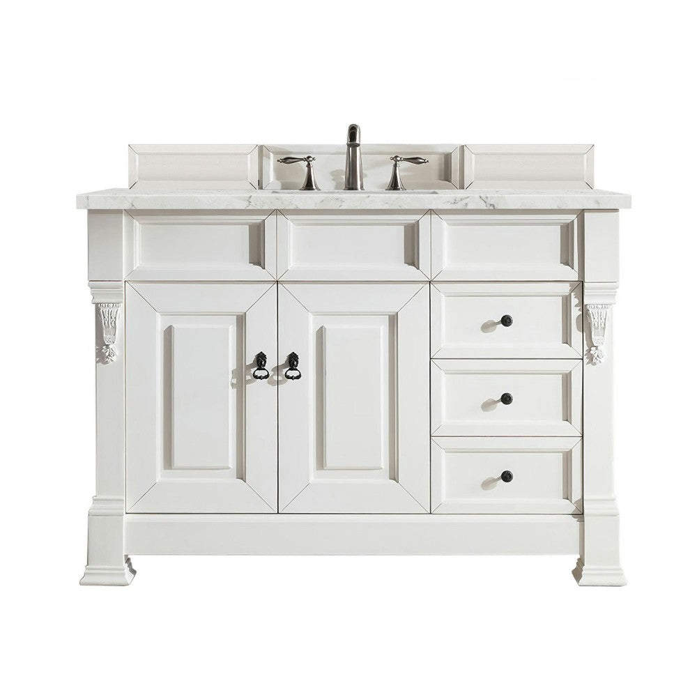 Brookfield 48" Single Vanity Bright White w/ 3 CM Jasmine Pearl Quartz Top