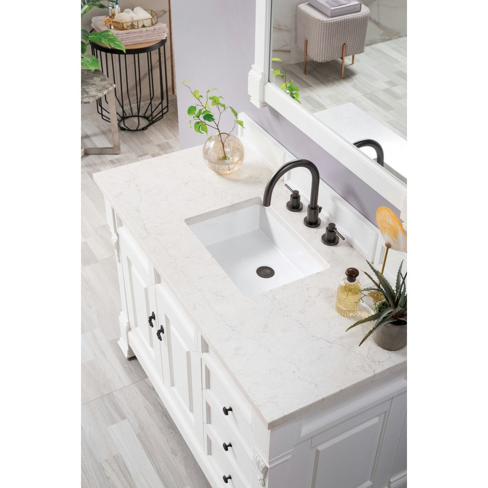 Brookfield 48" Single Vanity Bright White w/ 3 CM Jasmine Pearl Quartz Top