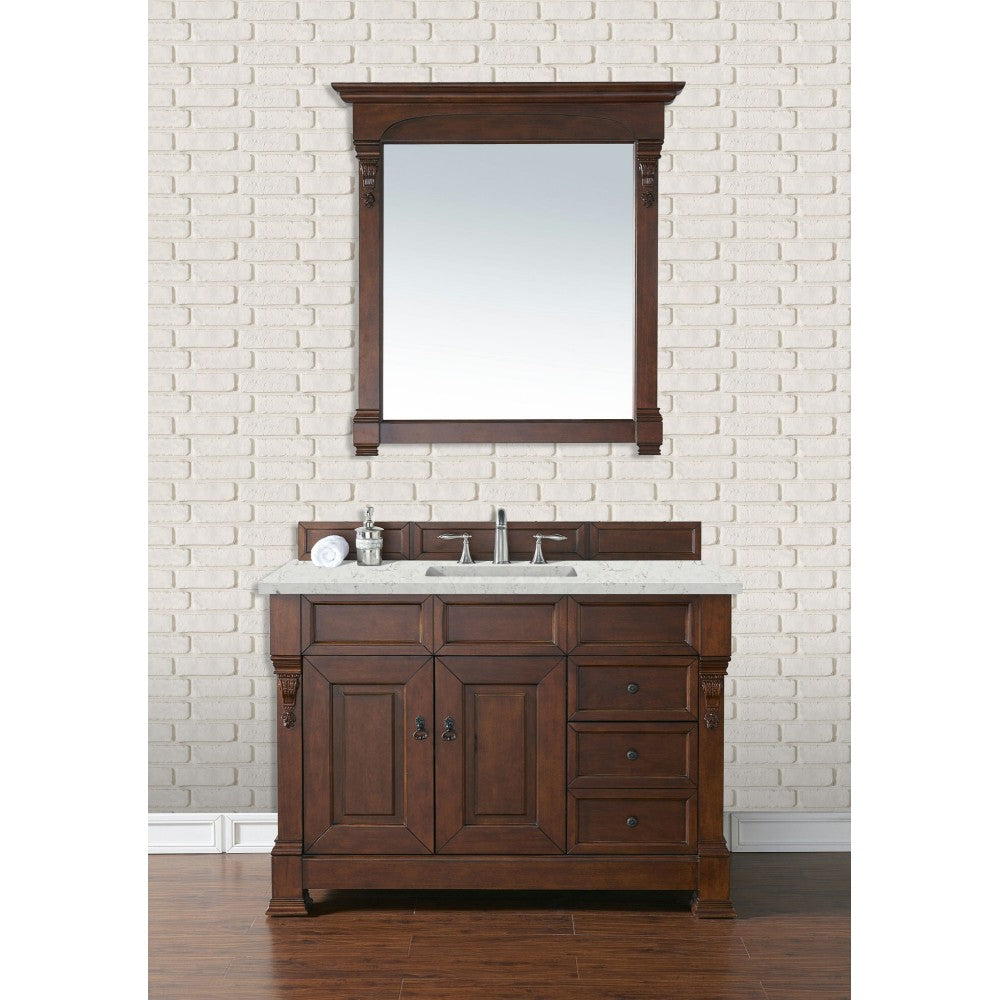 Brookfield 48" Single Vanity Warm Cherry w/ 3 CM Jasmine Pearl Quartz Top