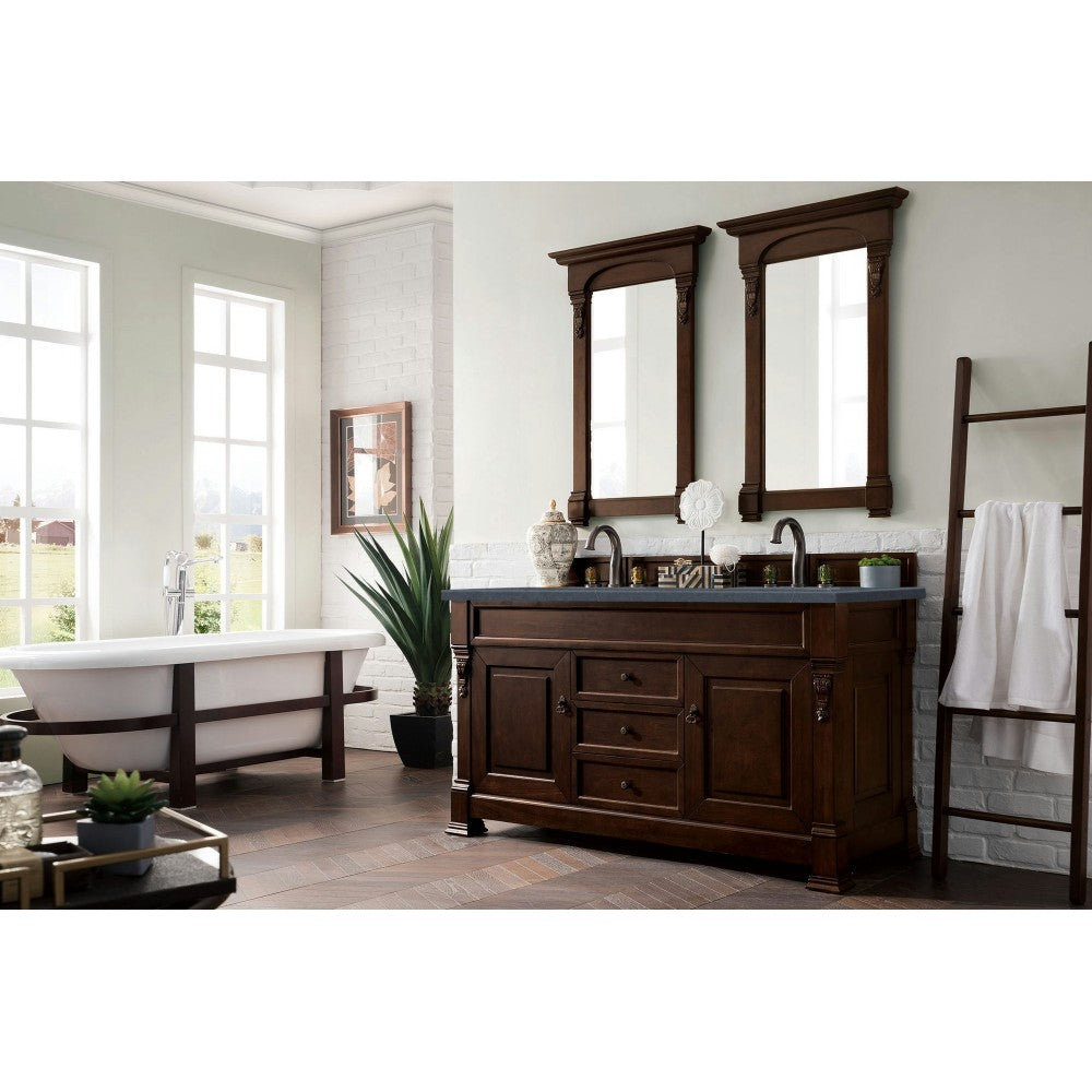 Brookfield 60" Double Vanity Mahogany w/3 CM Charcoal Soapstone Quartz Top