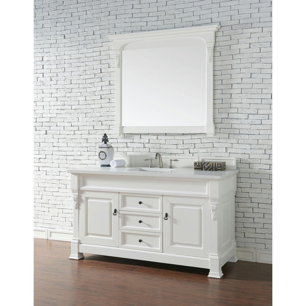 Brookfield 60" Single Vanity, Bright White w/ 3 CM Classic White Quartz Top