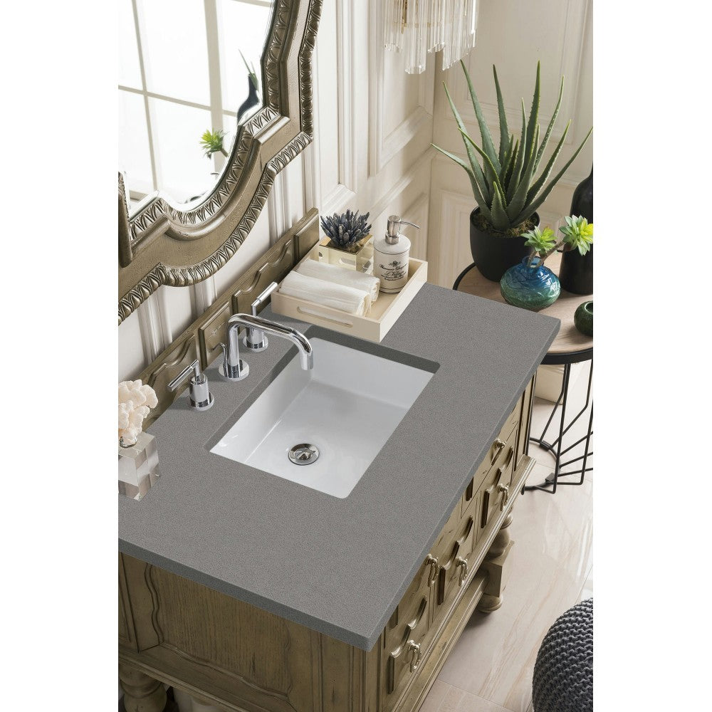 Castilian 36" Single Vanity, Empire Gray, w/ 3 CM Gray Expo Quartz Top