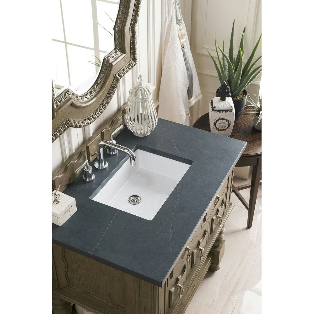 Castilian 36" Single Vanity, Empire Gray, w/ 3 CM Charcoal Soapstone Quartz Top