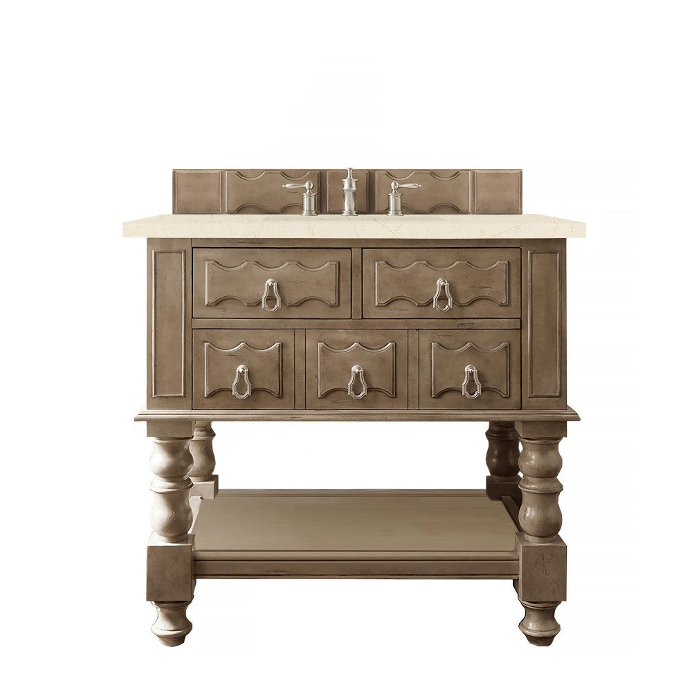 Castilian 36" Single Vanity, Empire Gray, w/ 3 CM Eternal Marfil Quartz Top