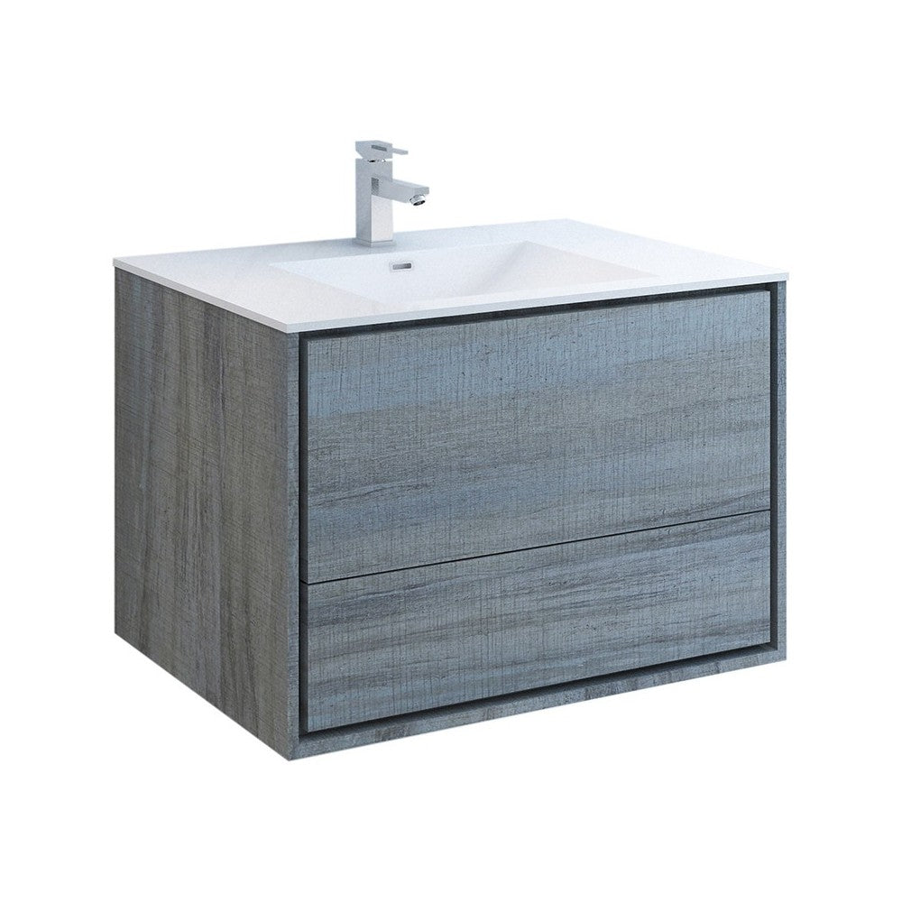 Catania 36" Ocean Gray Wall Hung Modern Bathroom Cabinet w/ Integrated Sink
