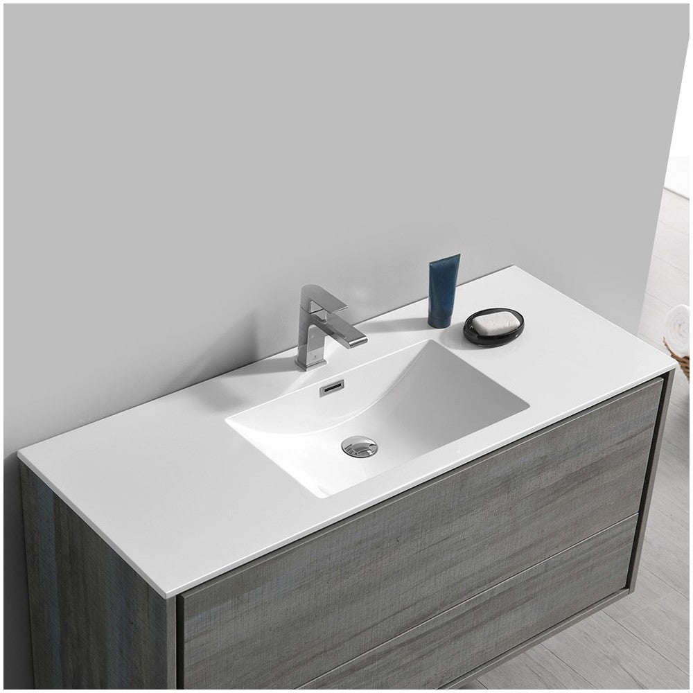 Catania 48" Ocean Gray Wall Hung Modern Bathroom Cabinet w/ Integrated Sink