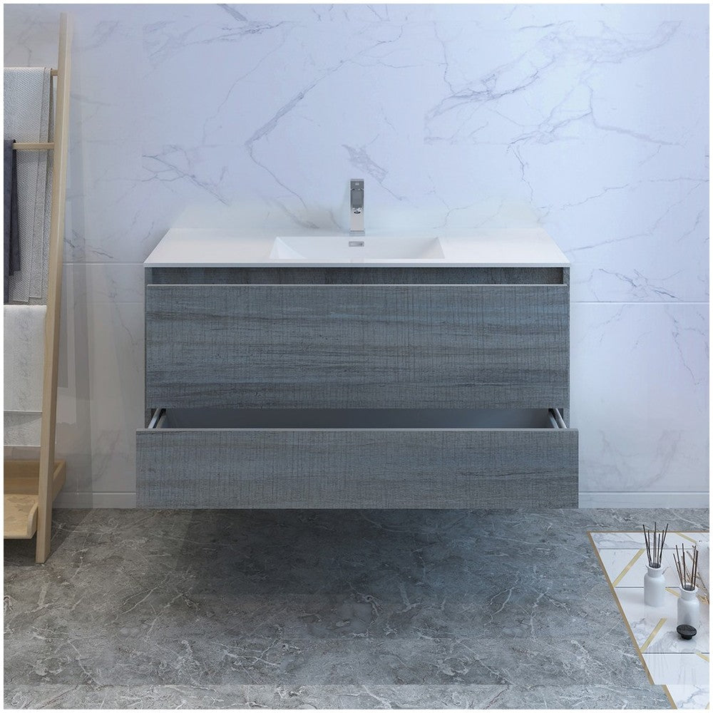 Catania 48" Ocean Gray Wall Hung Modern Bathroom Cabinet w/ Integrated Sink