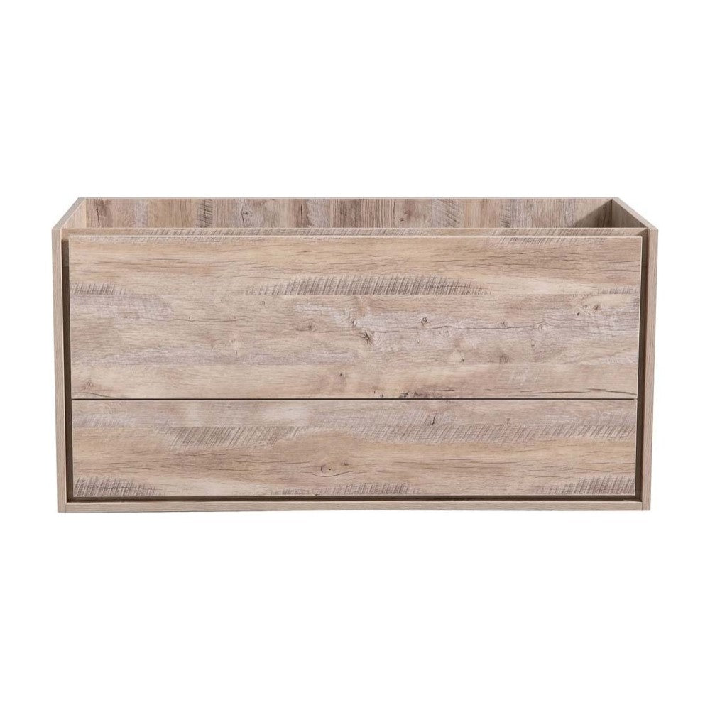 Catania 48" Rustic Natural Wood Wall Hung Double Sink Modern Bathroom Cabinet