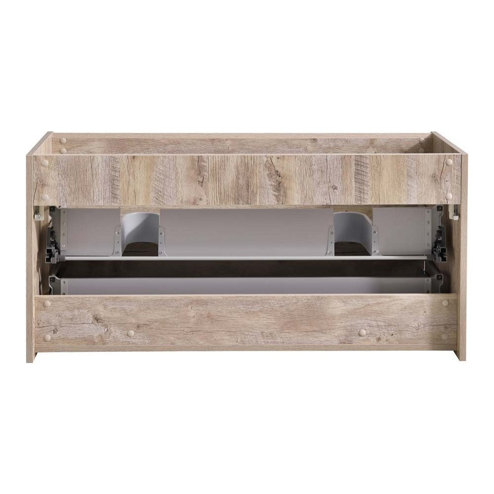 Catania 48" Rustic Natural Wood Wall Hung Double Sink Modern Bathroom Cabinet