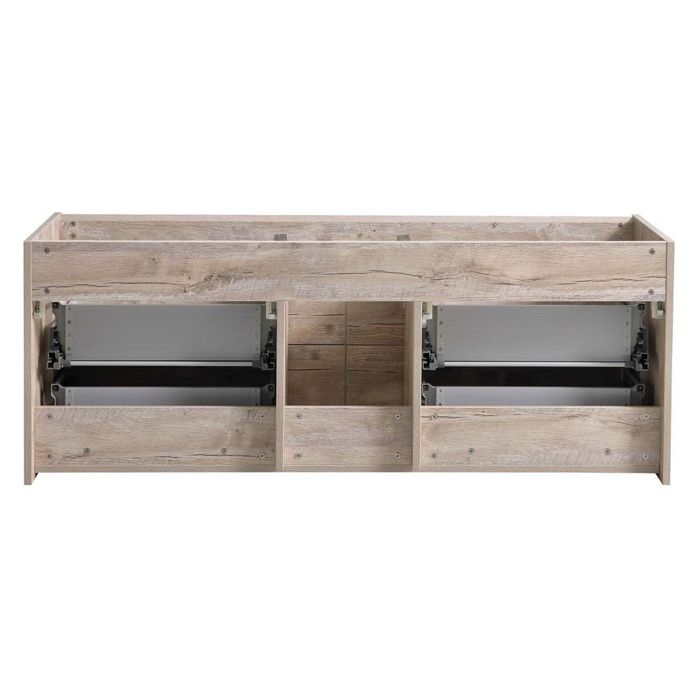 Catania 60" Rustic Natural Wood Wall Hung Single Sink Modern Bathroom Cabinet