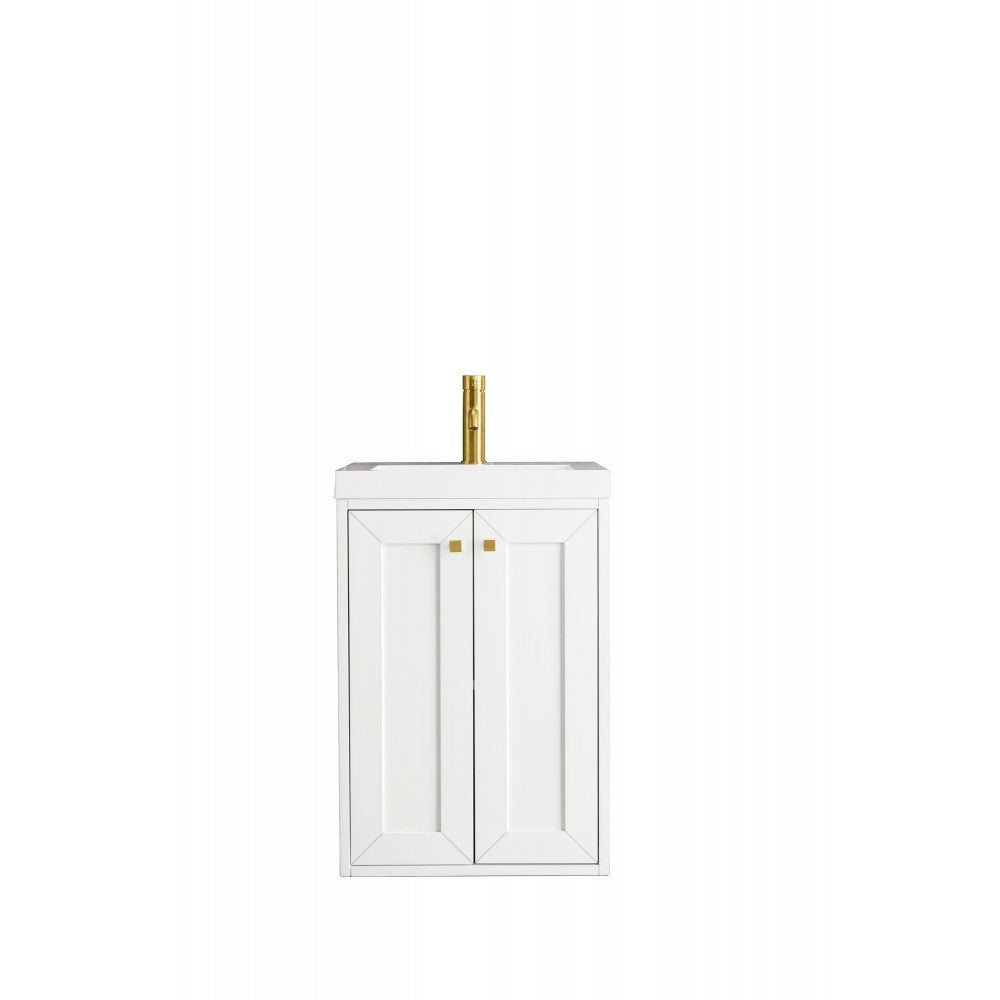 Chianti 20" Single Vanity Cabinet, Glossy White w/ White Glossy Composite Top