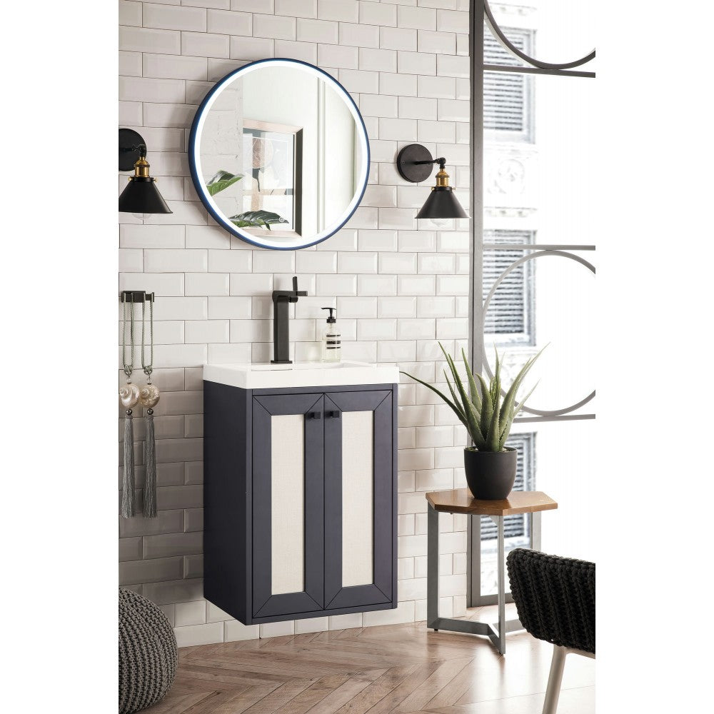 Chianti 20" Single Vanity Cabinet, Mineral Gray w/ White Glossy Composite Top