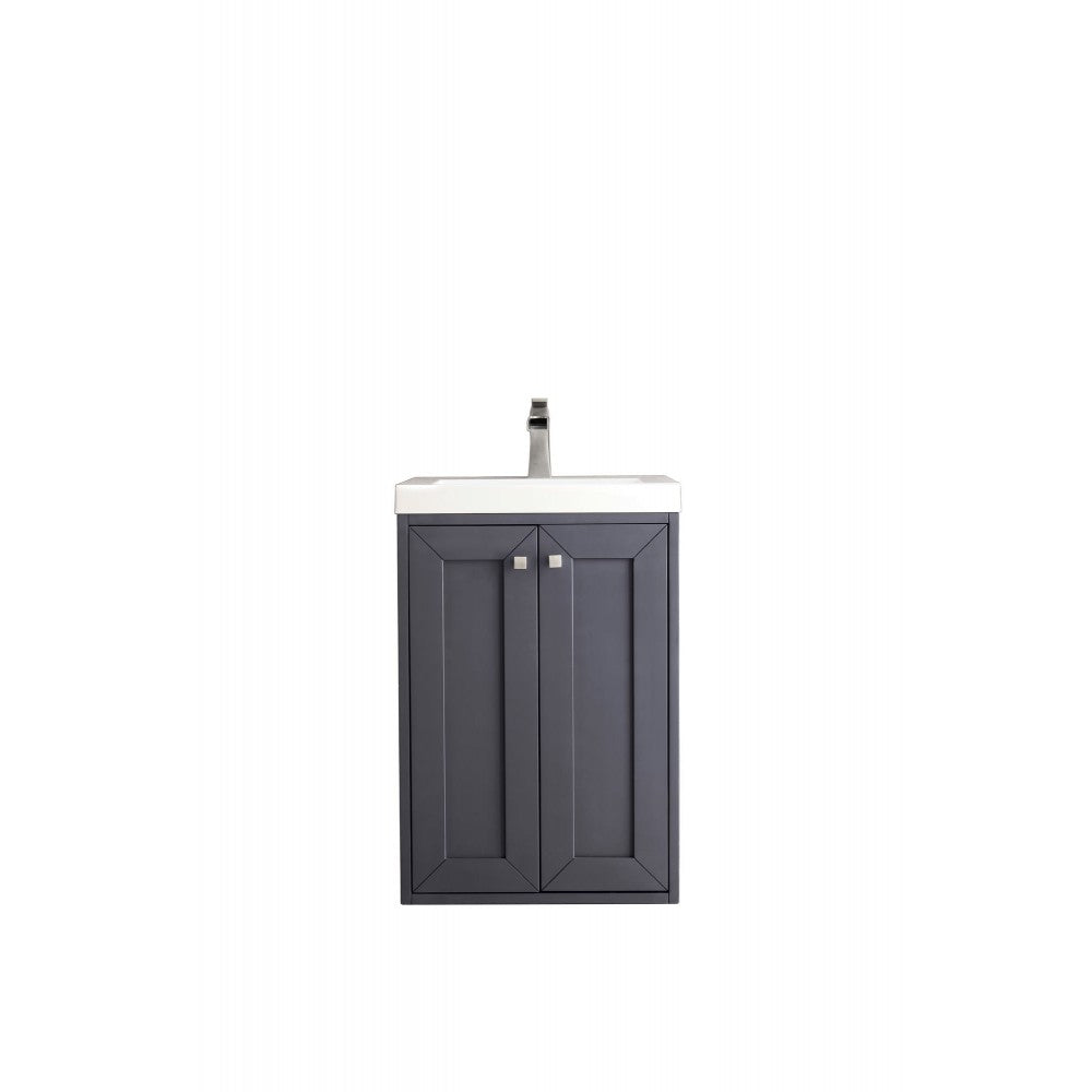 Chianti 20" Single Vanity Cabinet, Mineral Gray w/ White Glossy Composite Top