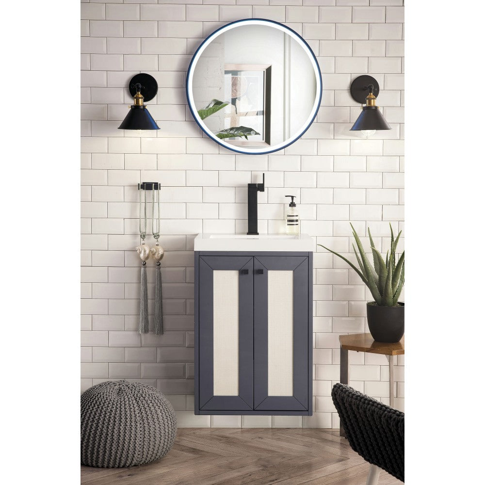 Chianti 20" Single Vanity Cabinet, Mineral Gray w/ White Glossy Composite Top
