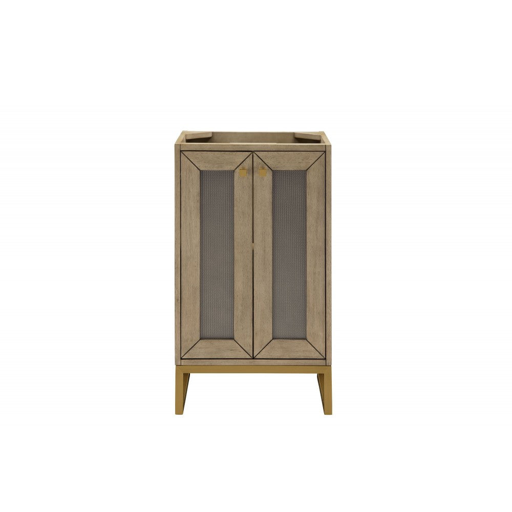 Chianti 20" Single Vanity Cabinet, Whitewashed Walnut, Radiant Gold