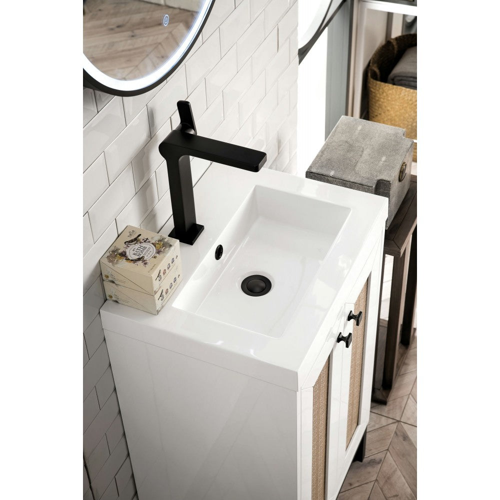 Chianti 20" Single Vanity Glossy White Matte Black w/ White Glossy Composite Top