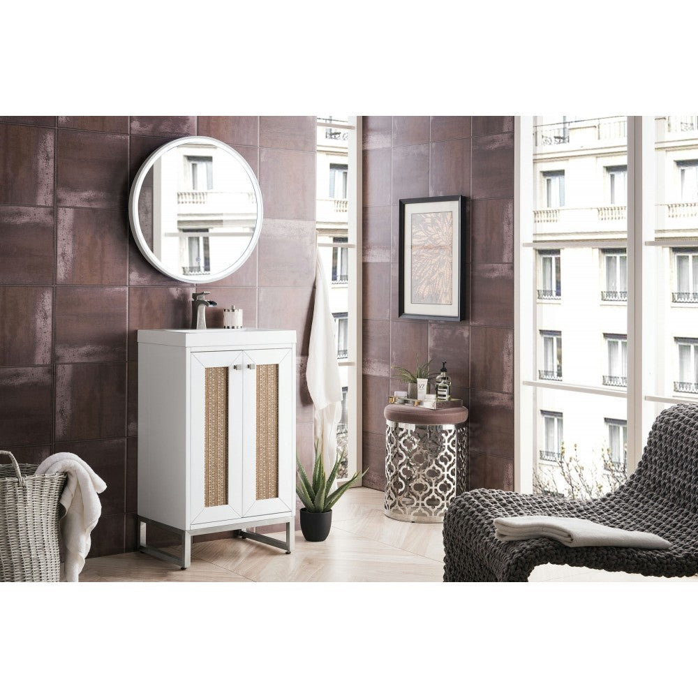 Chianti 20" Single Vanity Glossy White Nickel w/White Glossy Composite Top