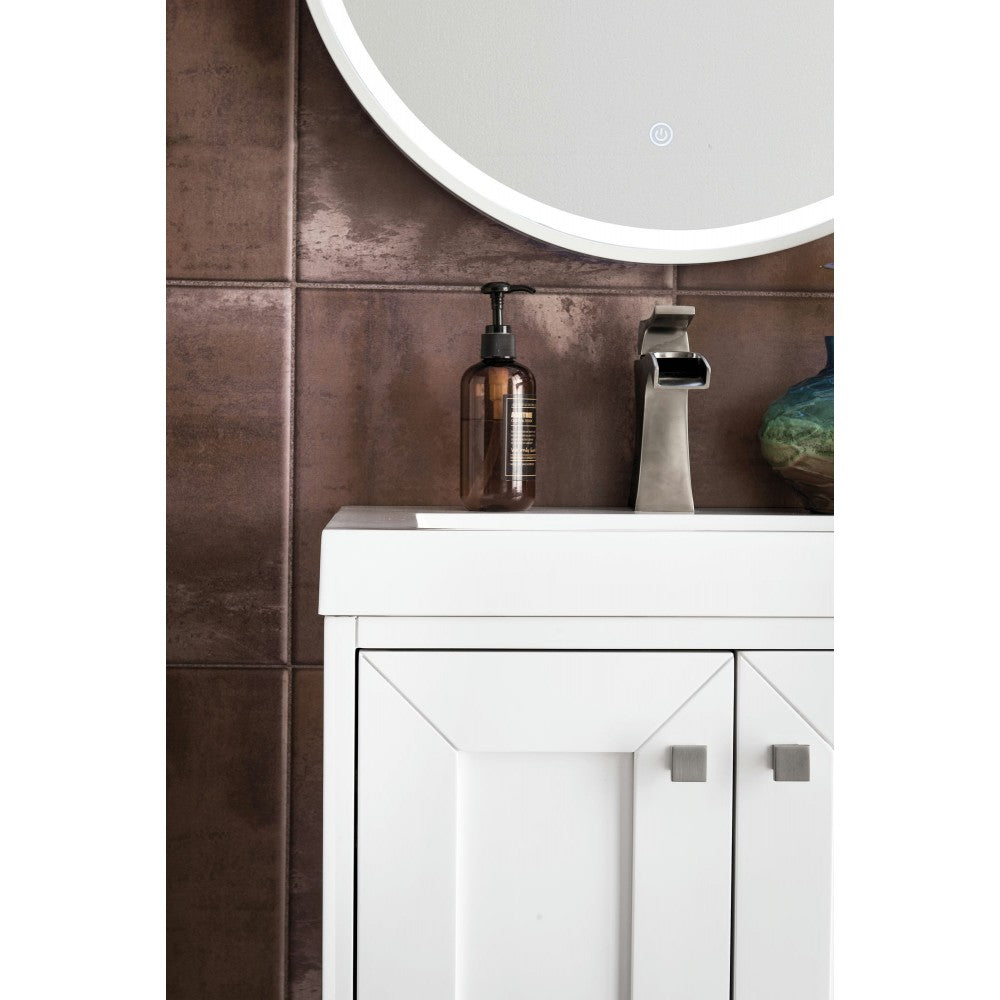 Chianti 20" Single Vanity Glossy White Nickel w/White Glossy Composite Top