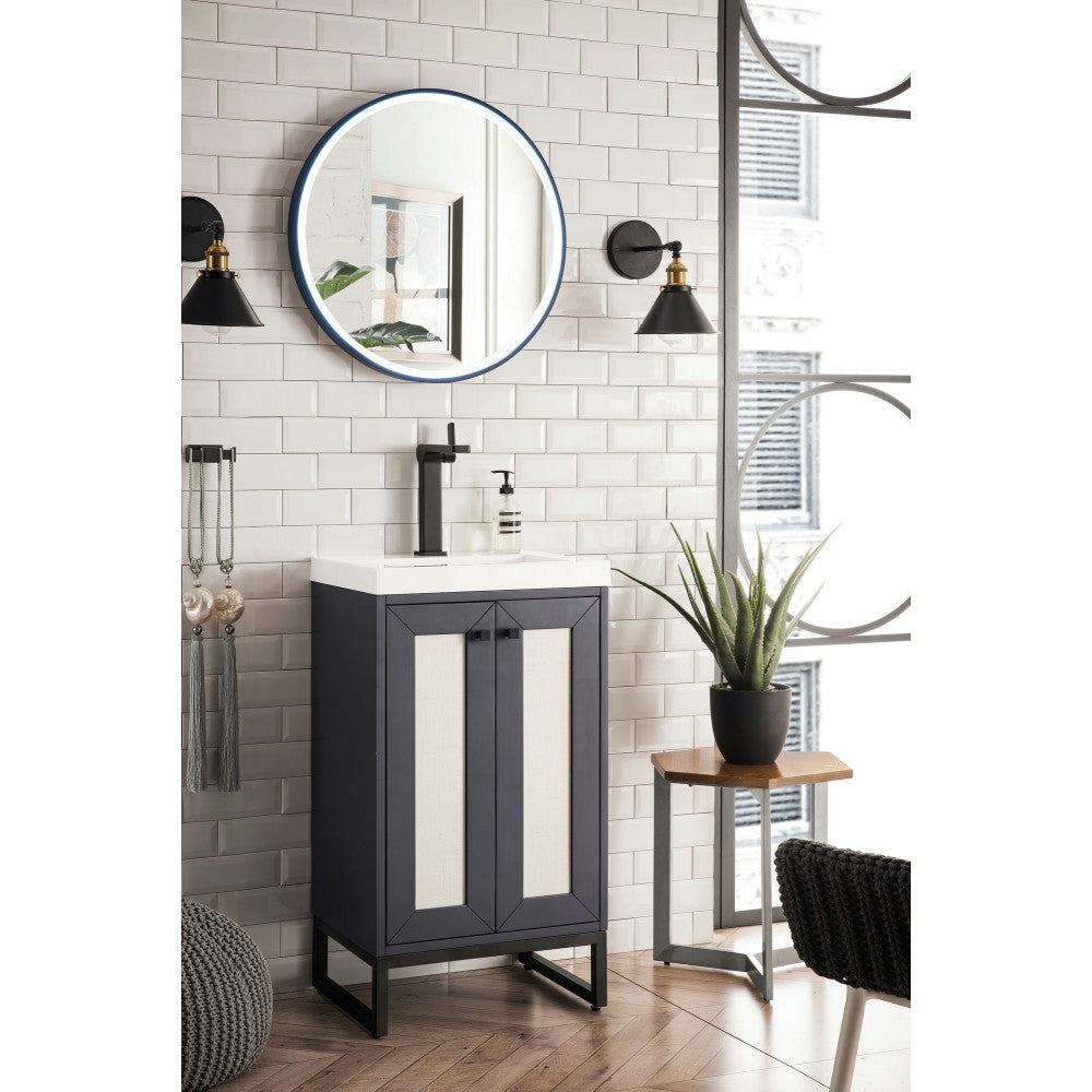 Chianti 20" Single Vanity Mineral Gray Matte Black w/ White Glossy Composite Top