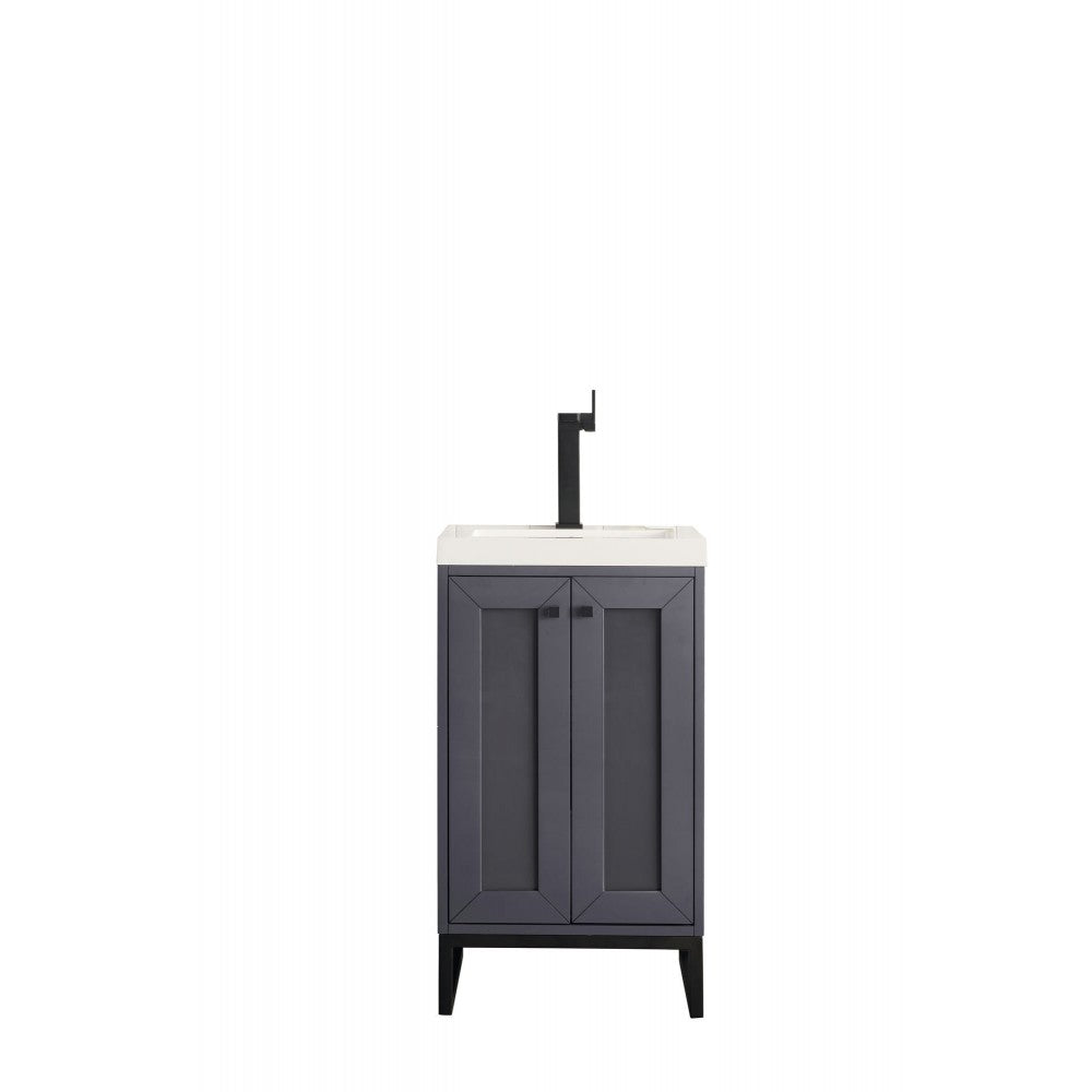 Chianti 20" Single Vanity Mineral Gray Matte Black w/ White Glossy Composite Top
