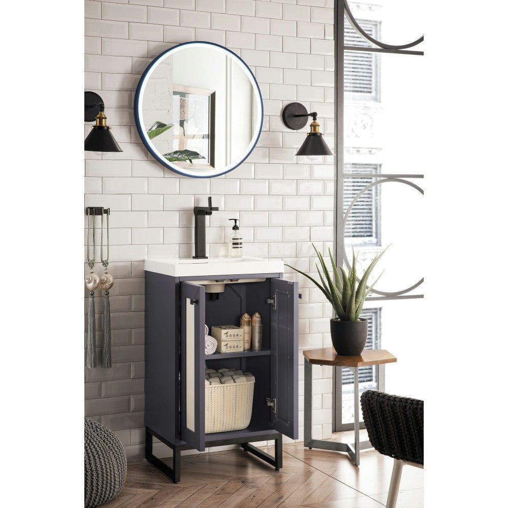 Chianti 20" Single Vanity Mineral Gray Matte Black w/ White Glossy Composite Top