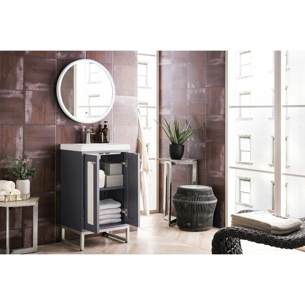 Chianti 20" Single Vanity Mineral Gray Nickel w/White Glossy Composite Top