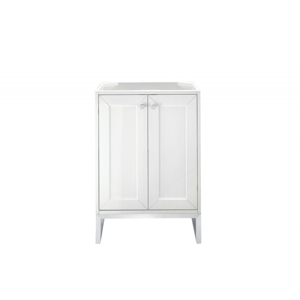 Chianti 24" Single Vanity Cabinet, Glossy White, Brushed Nickel