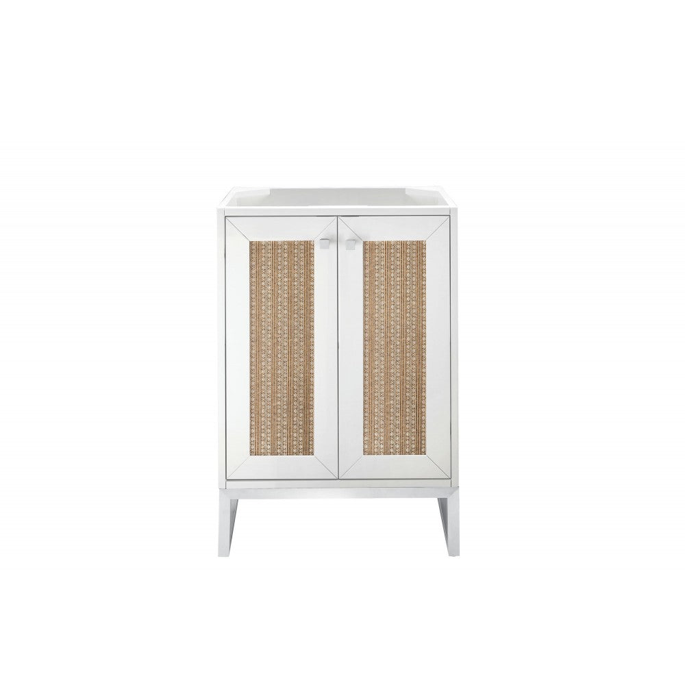 Chianti 24" Single Vanity Cabinet, Glossy White, Brushed Nickel