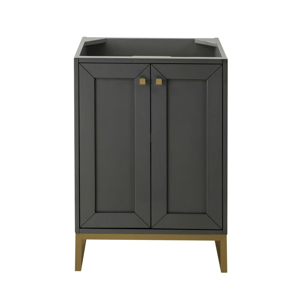 Chianti 24" Single Vanity Cabinet, Mineral Gray, Radiant Gold