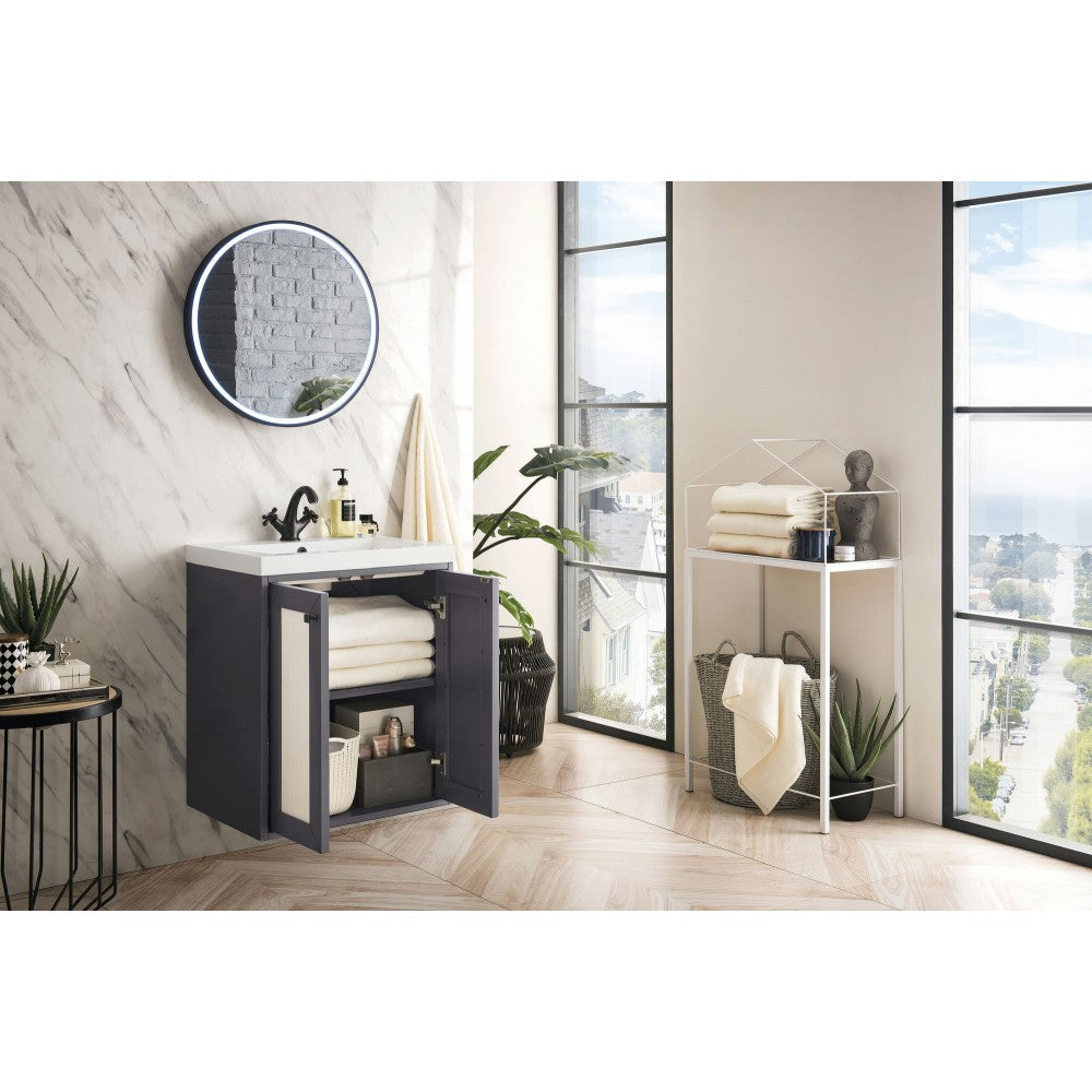 Chianti 24" Single Vanity Cabinet, Mineral Gray w/ White Glossy Composite Top