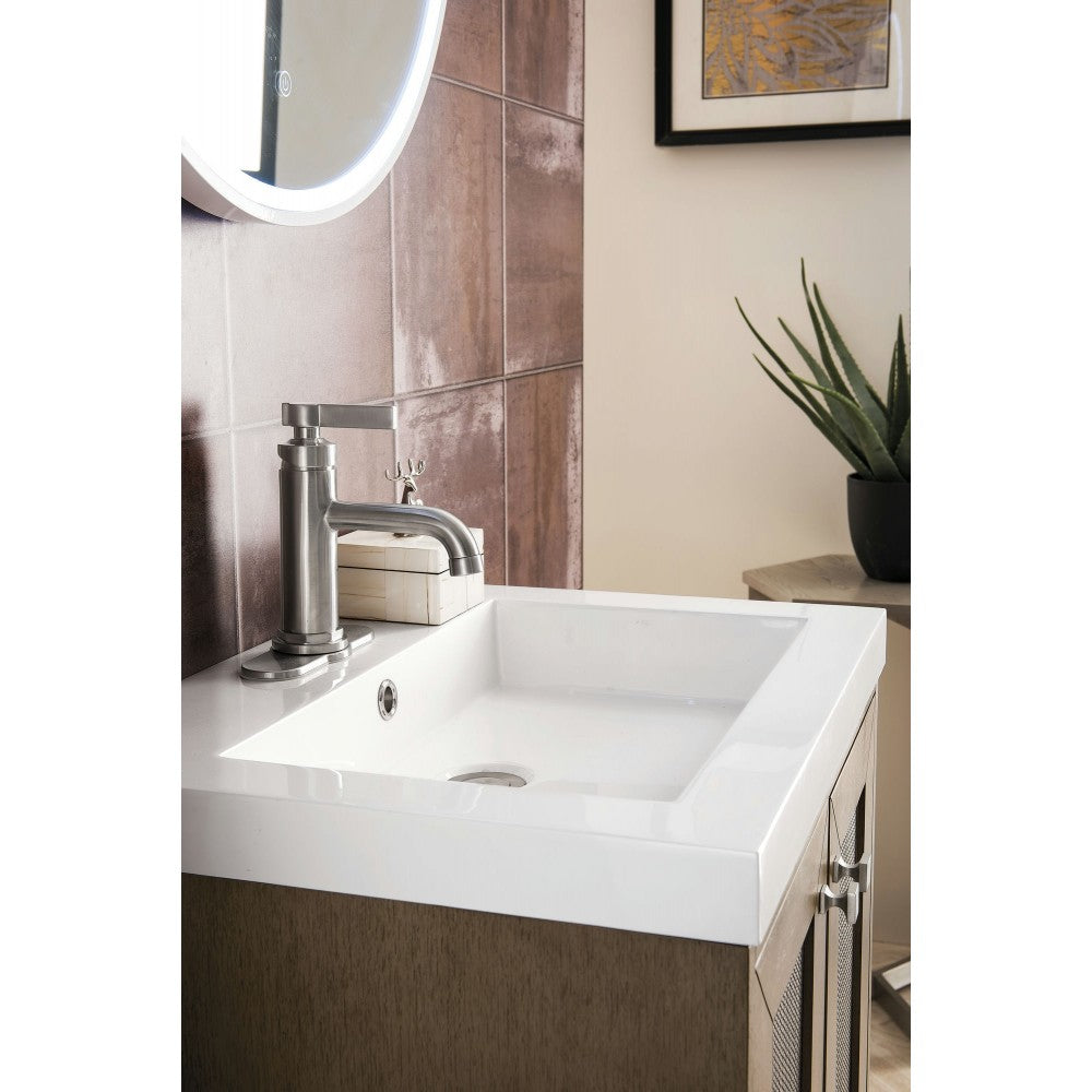 Chianti 24" Single Vanity Walnut Brushed Nickel w/White Glossy Composite Top