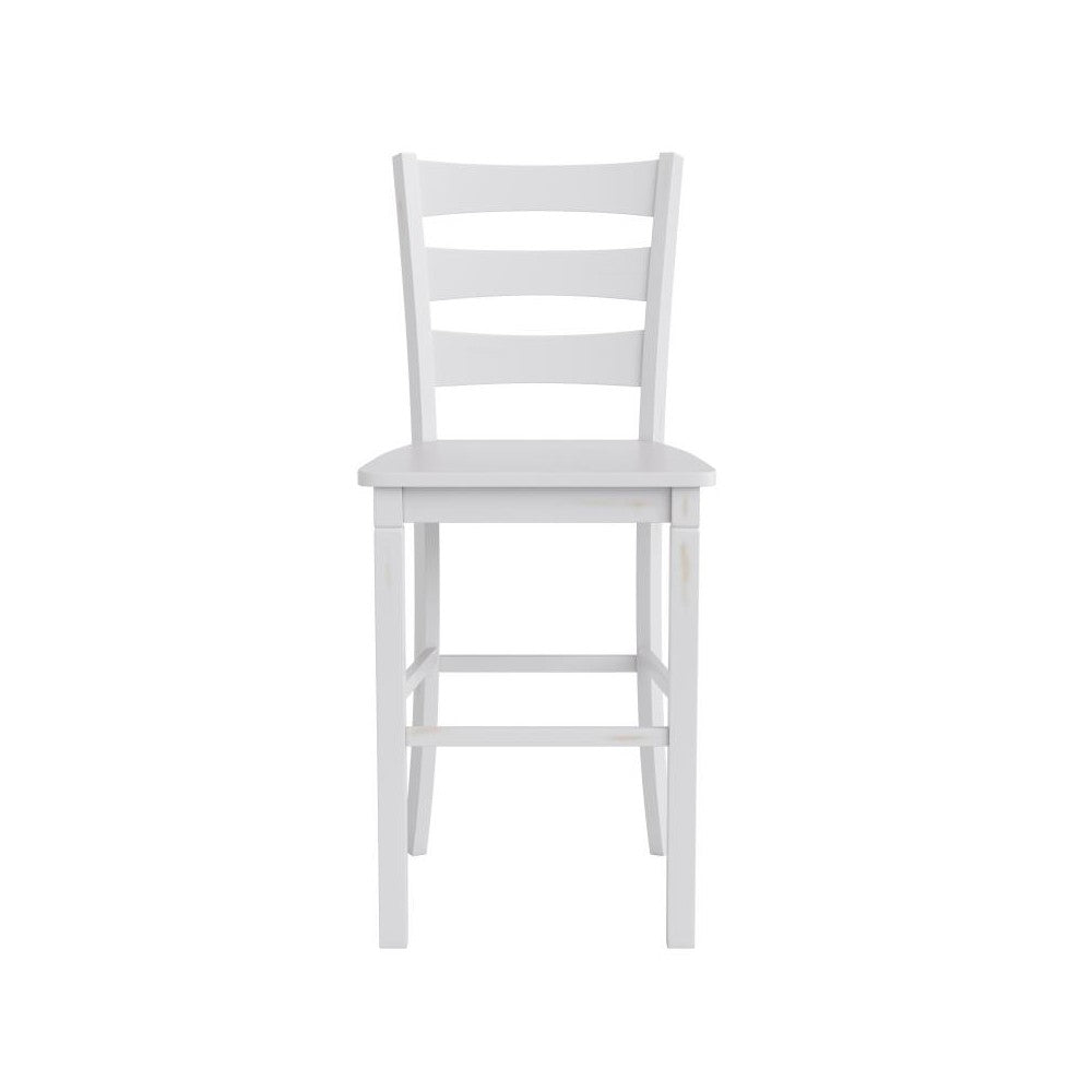 Classic Ladderback Bar Height Barstool - Antique White Wash