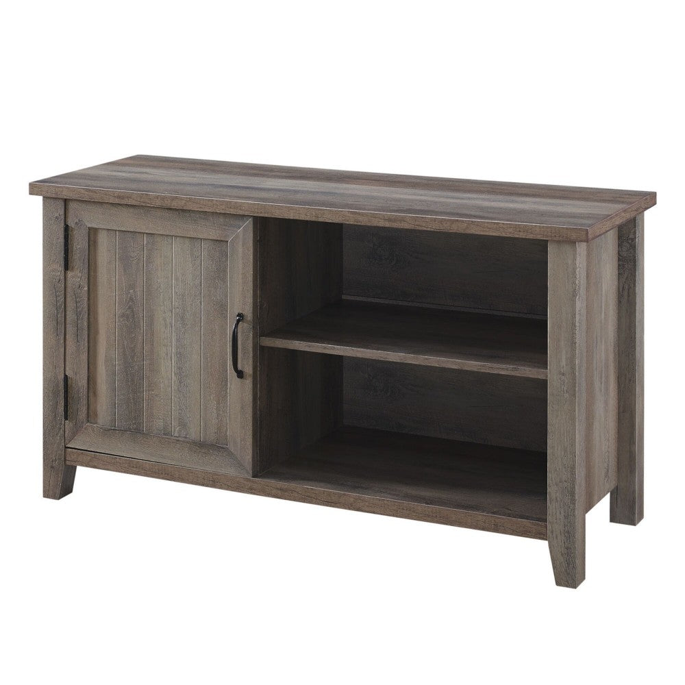 Coastal Farmhouse Grooved Door TV Stand for TVs up to 50" - Gray Wash