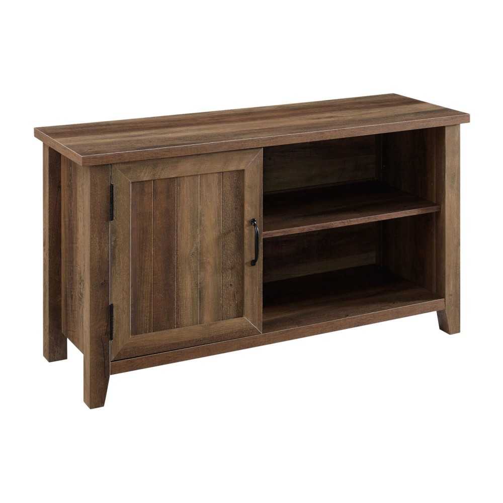 Coastal Farmhouse Grooved Door TV Stand for TVs up to 50" - Rustic Oak
