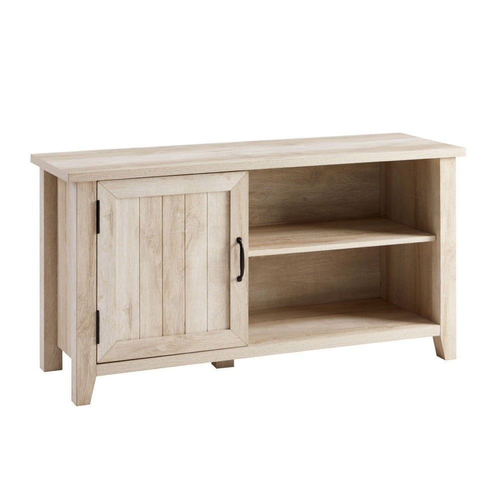 Coastal Farmhouse Grooved Door TV Stand for TVs up to 50" - White Oak