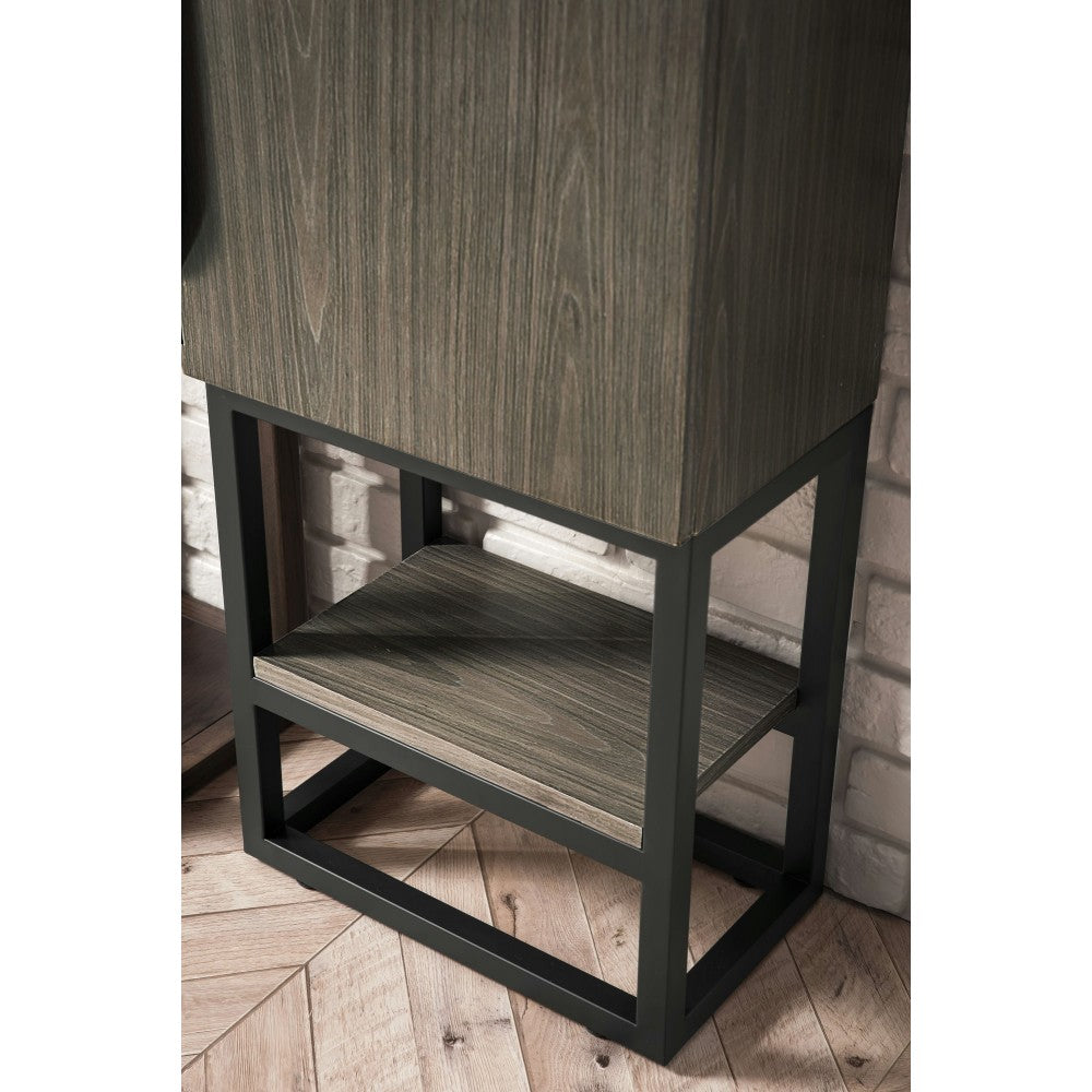 Columbia 16" Single Vanity, Ash Gray, Matte Black, w/ White Glossy Composite Top