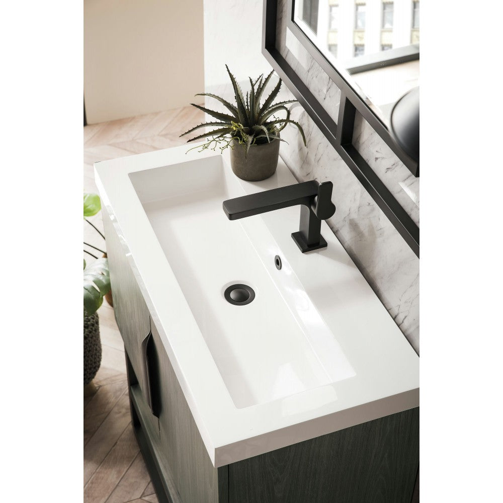Columbia 31.5" Single Vanity Ash Gray Matte Black w/ White Glossy Composite Top
