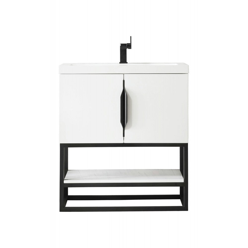 Columbia 31.5" Single Vanity Glossy White Black w/White Glossy Composite Top