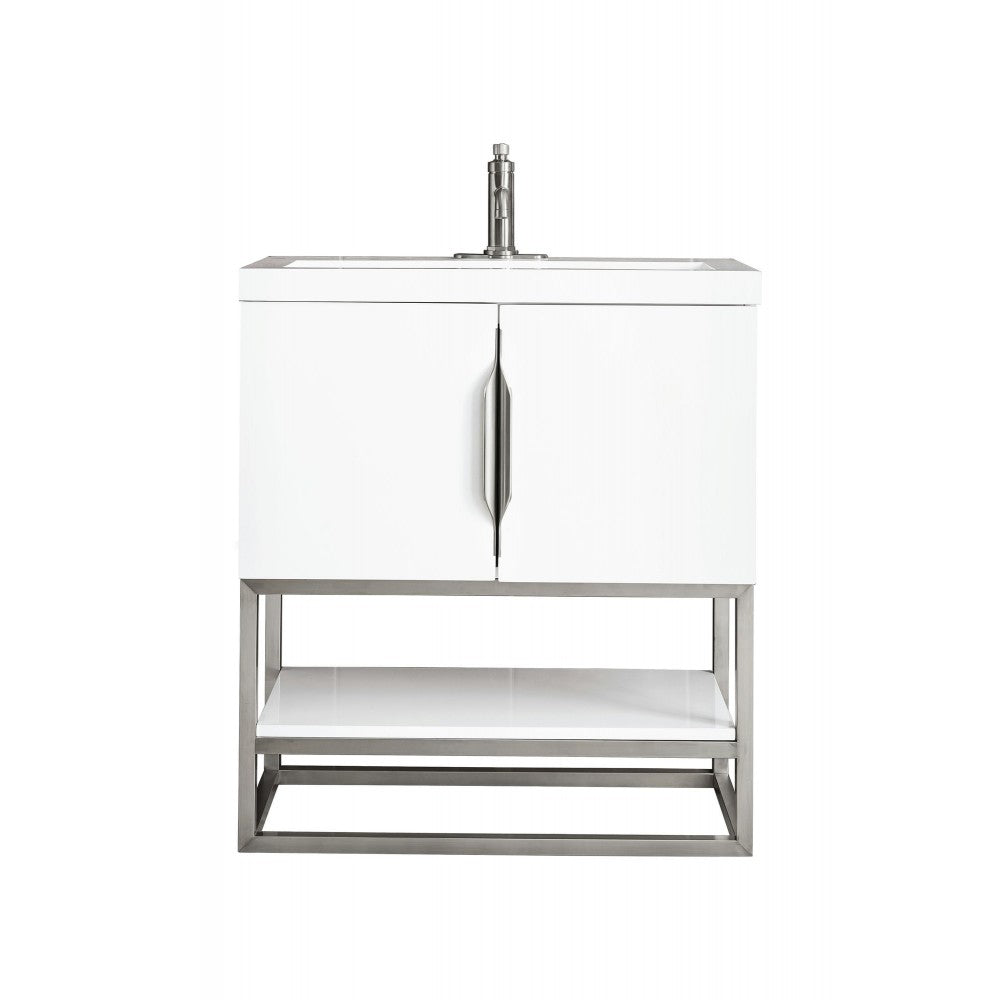 Columbia 31.5" Single Vanity Glossy White Nickel w/White Glossy Composite Top