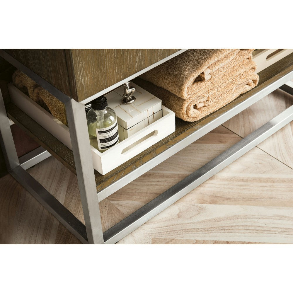 Columbia 31.5" Single Vanity Latte Oak Nickel w/White Glossy Composite Top