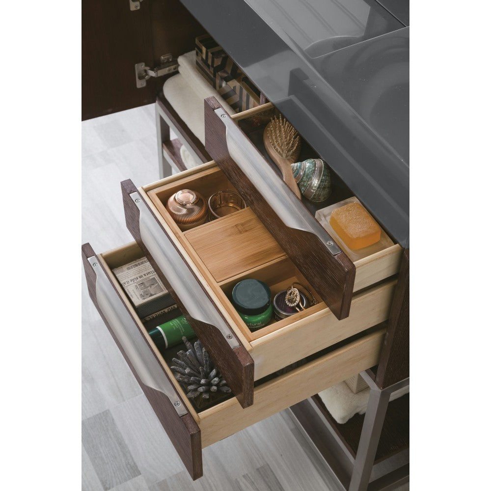 Columbia 36" Single Vanity, Coffee Oakw/ Dusk Gray Glossy Composite Top