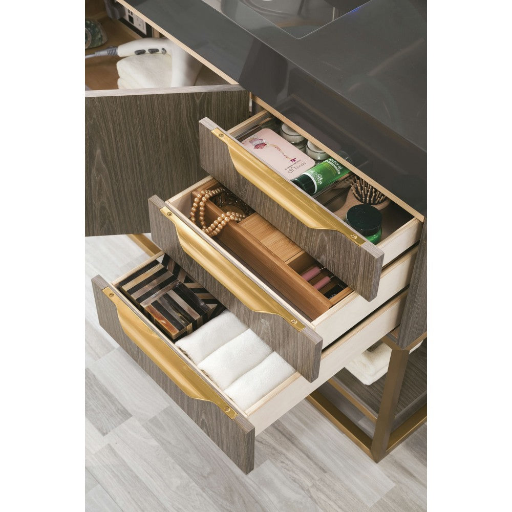 Columbia 48" Single Vanity Ash Gray Radiant Gold w/Dusk Gray Composite Top