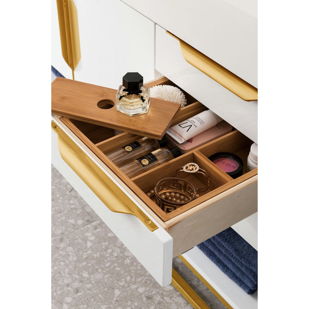 Columbia 48" Single Vanity White Radiant Gold w/ White Composite Top